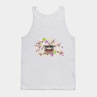 Creative typewriter in retro style with colorful swirls Tank Top